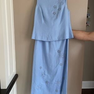 Light Blue Sleeveless Floral Dress